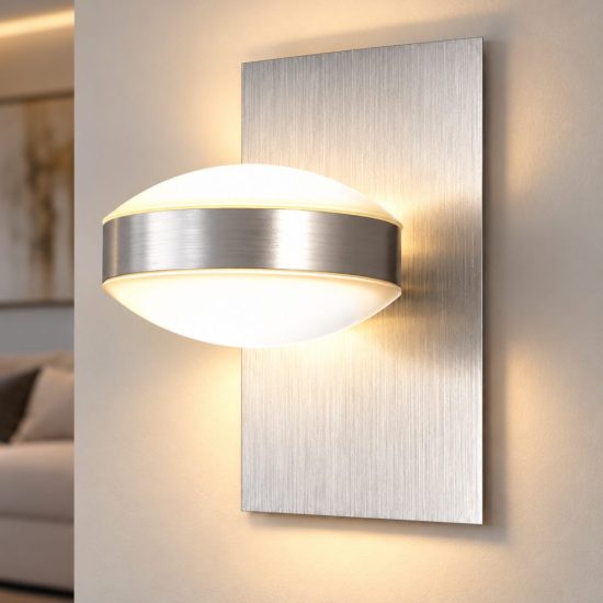Fabas mill applique nichel satinato per sala da pranzo led 16w 3000k orientabile