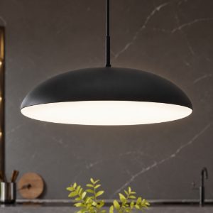 Lampadario nero per isola cucina moderna cupola 50cm