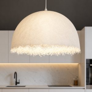 Lampadario cupola bianca 60cm fibra di vetro per cucina moderna