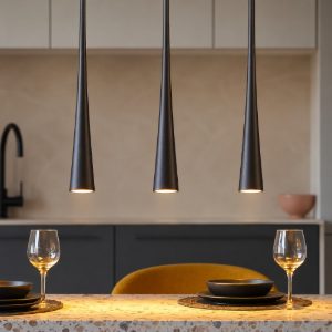 Gea luce dafne lampadario a sospensione con 3 pendenti per cucina led 16,5w 3000k nero satinato