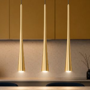 Gea luce dafne lampadario a sospensione con 3 pendenti per cucina led 16,5w 3000k moderno oro