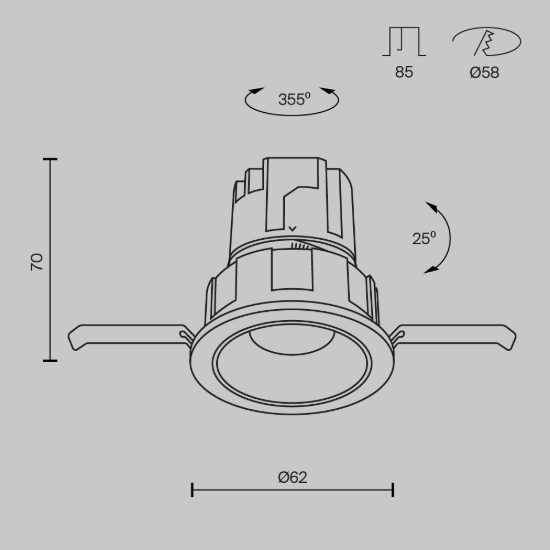 Maytoni wise faretto da incasso per cucina nero led 7w 3000k