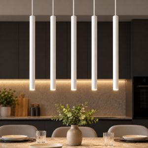 Lampadario per cucina cilindri pendenti bianco