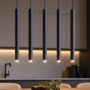 Lampadario per cucina moderna cilindri nero