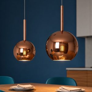 Lampadario da cucina top light sfere vetro colore rame