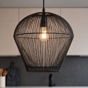 Lampadario da cucina fili tessuto nero