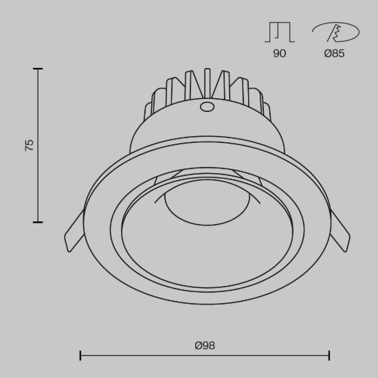 Yin maytoni faretto da incasso led 12w 4000k nero tondo