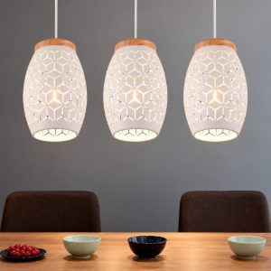Lampadario per cucina paralume bianco traforato