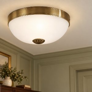 Eglo imperial plafoniera per ingresso classico 31cm rotonda brunito vetro