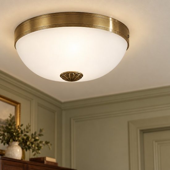 Eglo imperial plafoniera per ingresso classico 31cm rotonda brunito vetro