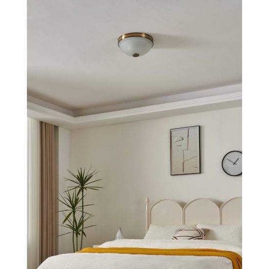 Eglo imperial plafoniera per ingresso classico 31cm rotonda brunito vetro