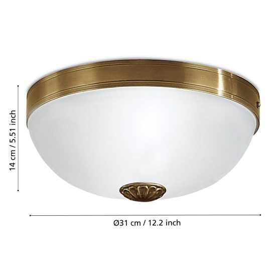 Eglo imperial plafoniera per ingresso classico 31cm rotonda brunito vetro