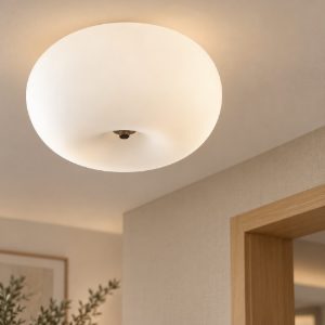 Eglo optica plafoniera 28cm per cucina moderna rotonda nichel opaco vetro