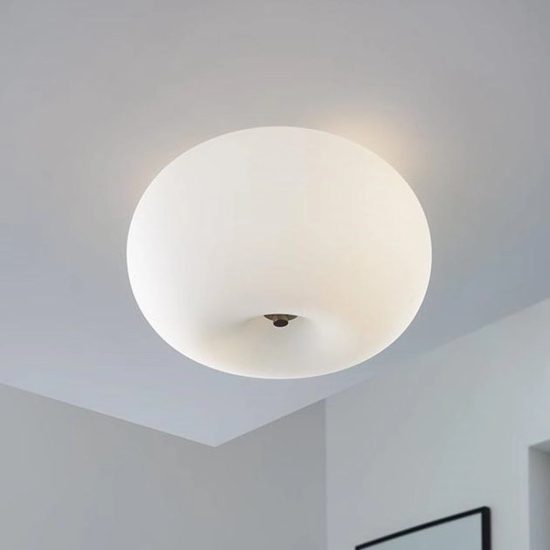 Eglo optica plafoniera 28cm per cucina moderna rotonda nichel opaco vetro