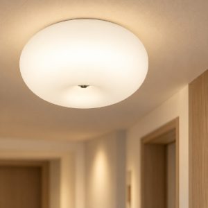 Eglo optica plafoniera 38cm per soggiorno moderna nichel opaco vetro