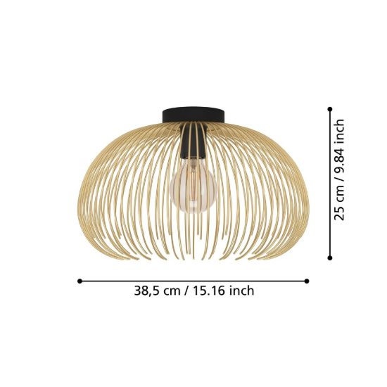 Eglo venezuela plafoniera 39cm cupola moderna nero e oro