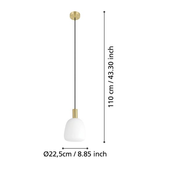 Eglo manzanares lampada a sospensione globo ottone spazzolato e oro per ingresso 23cm