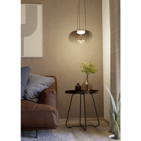 Eglo optica 1 lampadario ovale bronzo per ingresso led 19w cct 2700k 6500k dimmerabile 38cm