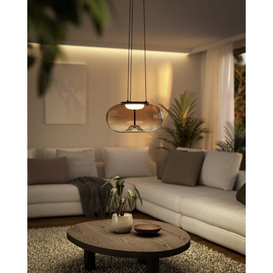 Eglo optica 1 lampadario ovale bronzo per ingresso led 19w cct 2700k 6500k dimmerabile 38cm