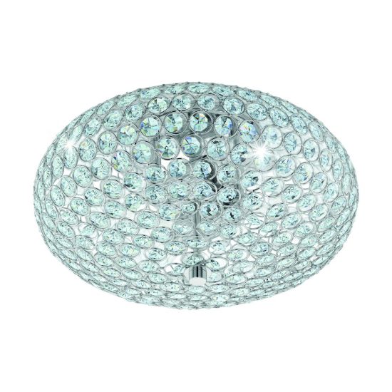 Eglo clemente plafoniera per ingresso classico tonda cromo cristallo 35cm