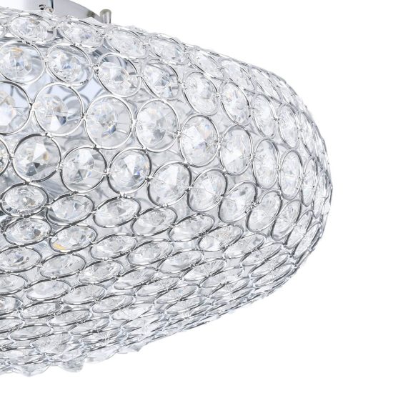 Eglo clemente plafoniera per camera da letto rotonda cromo cristallo 45cm