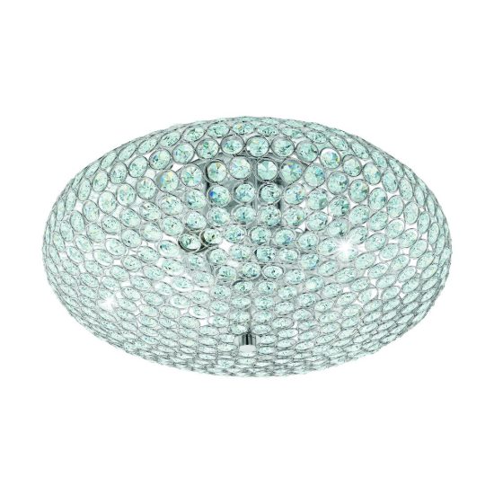 Eglo clemente plafoniera per camera da letto rotonda cromo cristallo 45cm