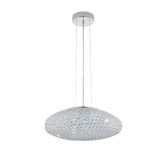 Eglo clemente lampadario a sospensione ovale cromo per soggiorno 3 luci 54cm