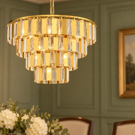 Eglo erseka lampadario classico a sospensione 7 luci 49cm con pendenti ottone per soggiorno
