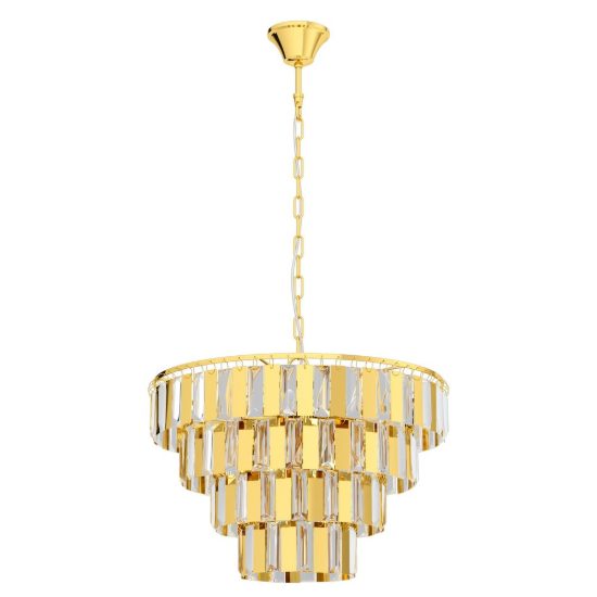 Eglo erseka lampadario classico a sospensione 7 luci 49cm con pendenti ottone per soggiorno