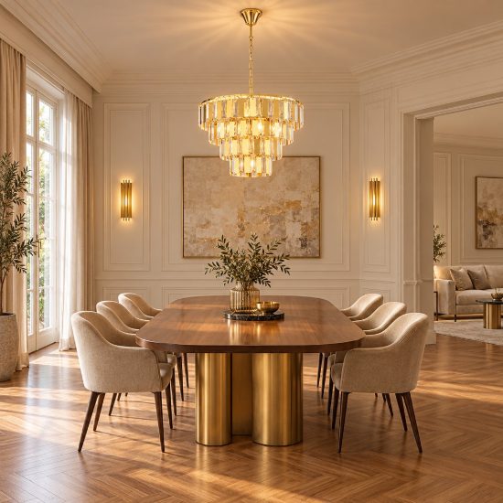 Eglo erseka lampadario classico a sospensione 7 luci 49cm con pendenti ottone per soggiorno