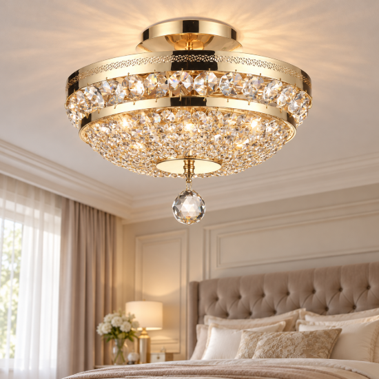 Maytoni ottilia plafoniera oro per camera da letto 3 luci classica
