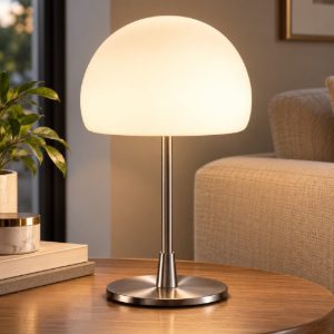 Fabas gaia big lampada da tavolo fungo nichel satinato touch switch