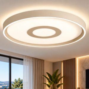 Fabas solaro plafoniera rotonda sabbia led 50w cct 2700k 4000k dimmerabile con telecomando
