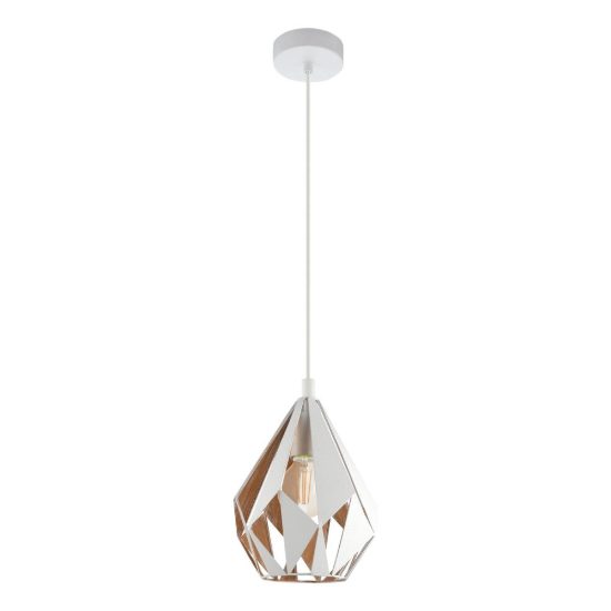 Eglo carlton 1 lampada a sospensione per sala da pranzo goccia bianco e oro 21cm