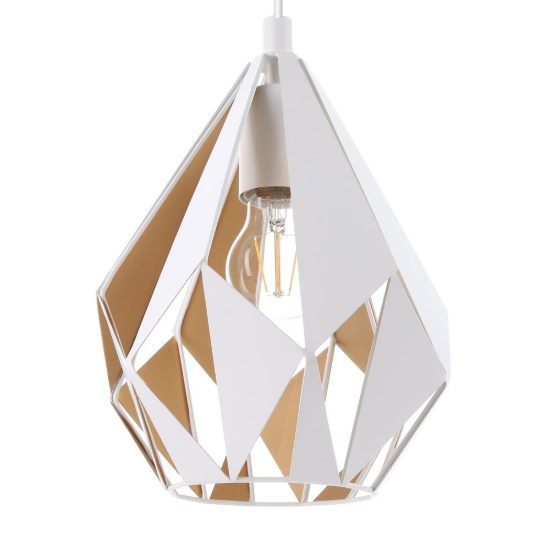 Eglo carlton 1 lampada a sospensione per sala da pranzo goccia bianco e oro 21cm