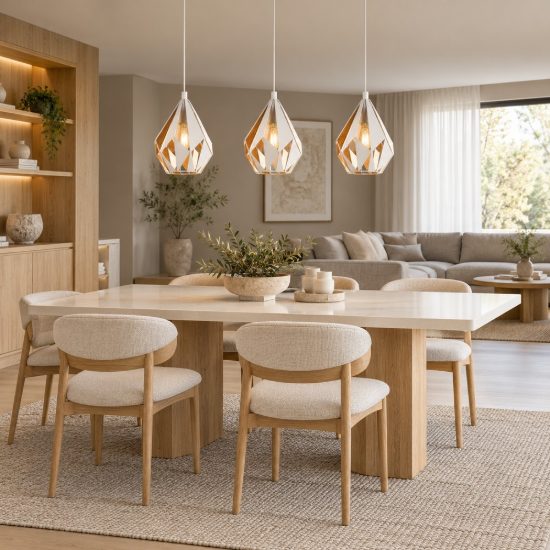 Eglo carlton 1 lampadario per cucina lineare bianco e oro 3 luci 81cm