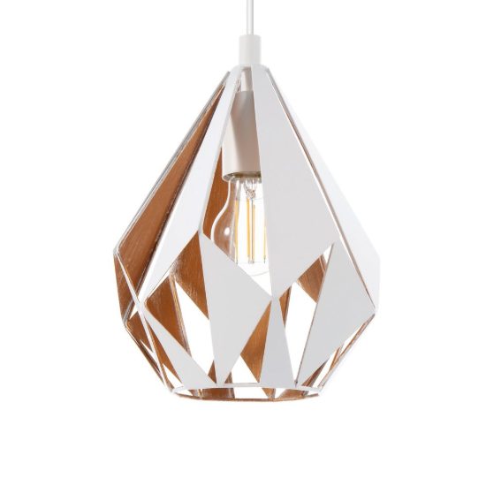 Eglo carlton 1 lampadario per cucina lineare bianco e oro 3 luci 81cm
