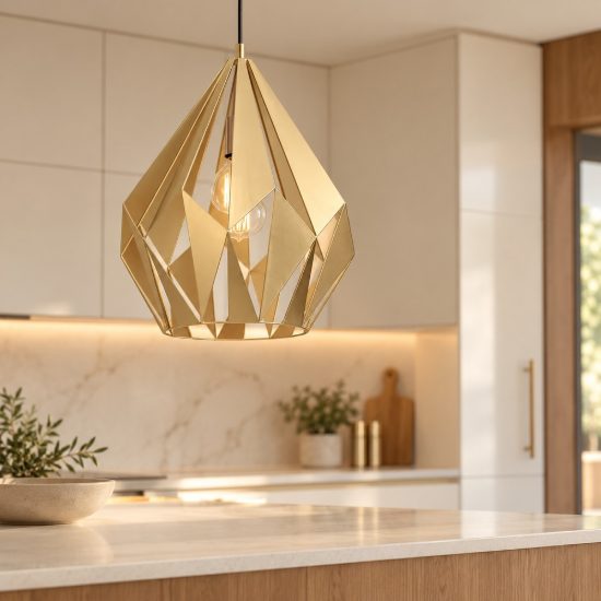 Eglo carlton lampadario moderno a sospensione goccia oro per ingresso 39cm