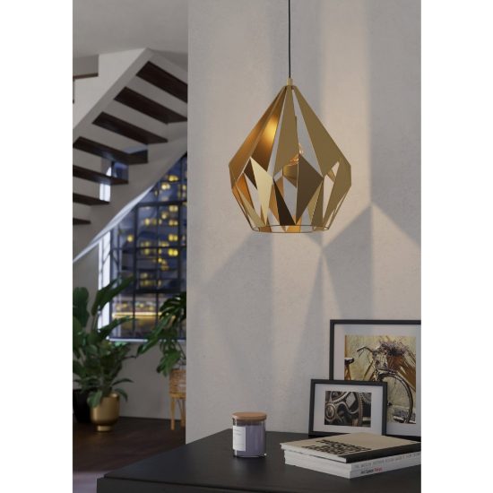 Eglo carlton lampadario moderno a sospensione goccia oro per ingresso 39cm