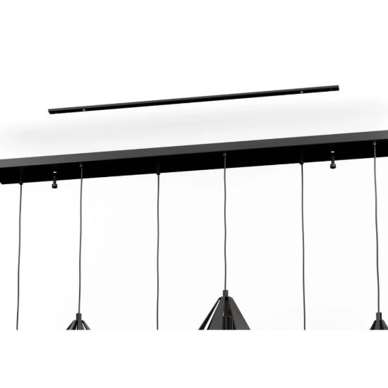 Eglo carlton 1 lampadario a sospensione 6 luci 146cm lineare nero e rame per soggiorno