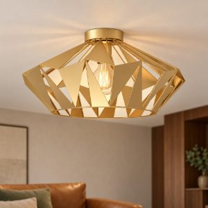 Eglo carlton plafoniera moderna rotonda oro 47cm per soggiorno