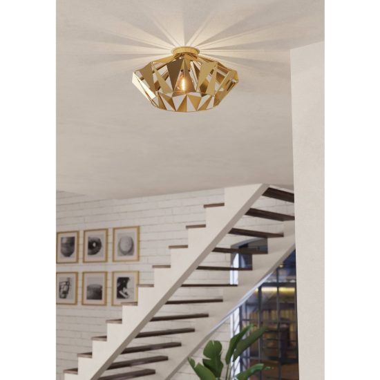 Eglo carlton plafoniera moderna rotonda oro 47cm per soggiorno