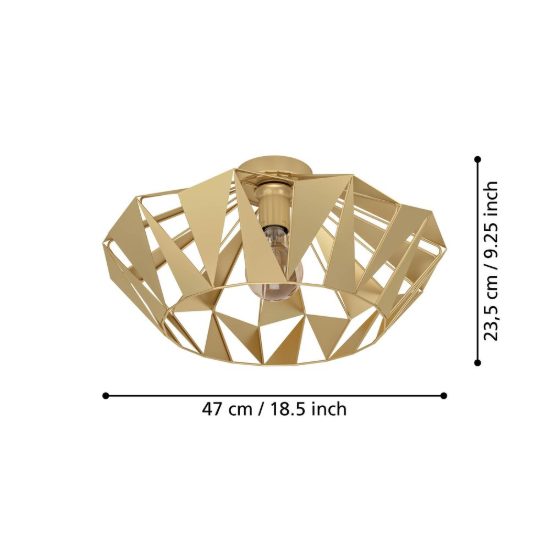 Eglo carlton plafoniera moderna rotonda oro 47cm per soggiorno
