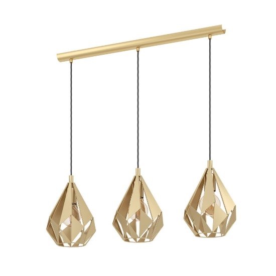 Eglo carlton lampadario a sospensione lineare oro per cucina 3 luci 81cm