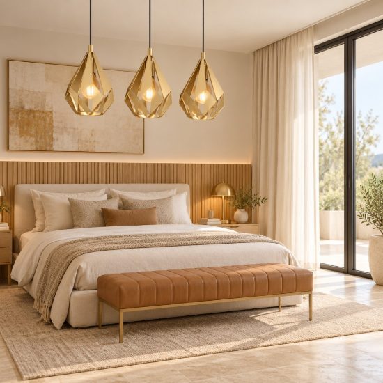 Eglo carlton lampadario a sospensione lineare oro per cucina 3 luci 81cm