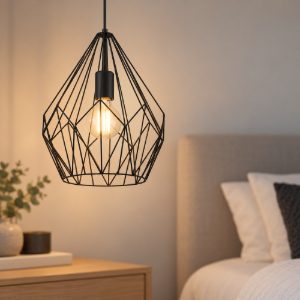 Eglo carlton lampadario moderno nero a sospensione per ingresso goccia 31cm