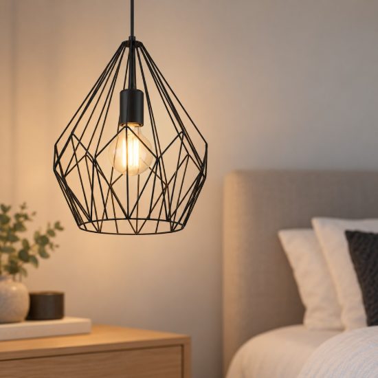 Eglo carlton lampadario moderno nero a sospensione per ingresso goccia 31cm
