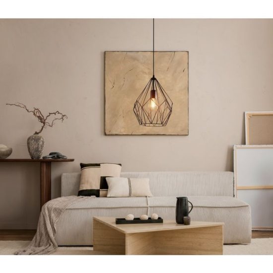 Eglo carlton lampadario moderno nero a sospensione per ingresso goccia 31cm