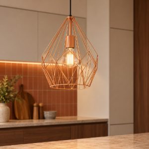 Eglo carlton lampadario moderno per ingresso goccia rame a sospensione 31cm