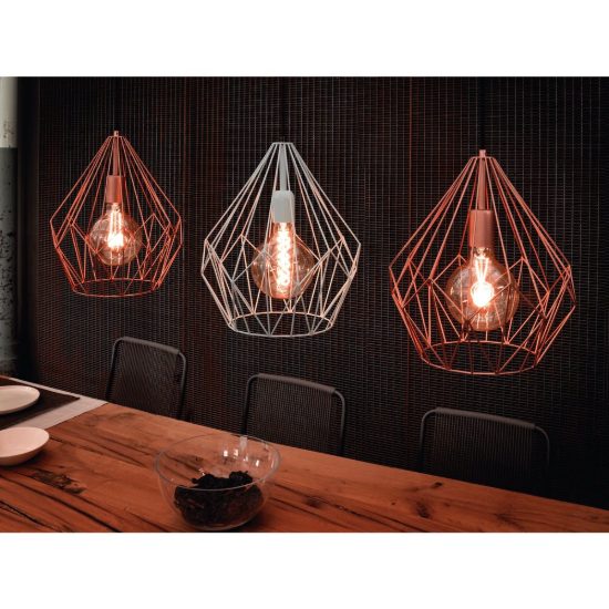 Eglo carlton lampadario moderno per ingresso goccia rame a sospensione 31cm